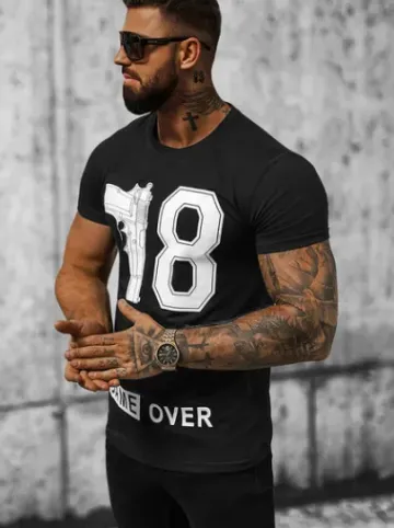 T-shirt męski czarny O/T123/3Z^Ozonee Best