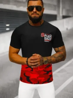 T-Shirt męski czerwony JS/S985/18Z^Ozonee New