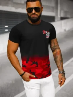 T-Shirt męski czerwony JS/S985/18Z^Ozonee New
