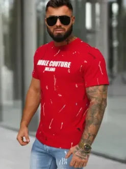 T-shirt męski czerwony O/MPO3443^Ozonee Hot