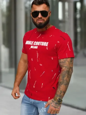T-shirt męski czerwony O/MPO3443^Ozonee Hot