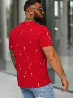 T-shirt męski czerwony O/MPO3443^Ozonee Hot