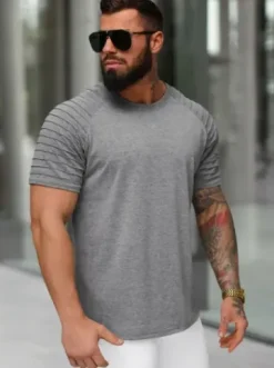 T-shirt męski grafitowy JS/8T88/5Z^Ozonee Fashion
