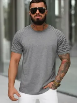 T-shirt męski grafitowy JS/8T88/5Z^Ozonee Fashion