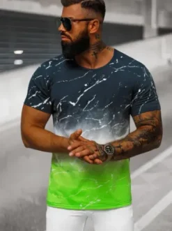 T-shirt męski granatowo-zielony JS/S119/153Z^Ozonee Outlet