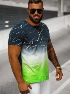 T-shirt męski granatowo-zielony JS/S119/153Z^Ozonee Outlet