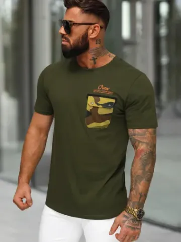 T-shirt męski khaki O/MPO3492^Ozonee Online
