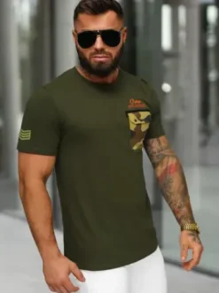 T-shirt męski khaki O/MPO3492^Ozonee Online