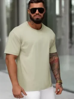 T-shirt męski loose fit beżowy JS/67T1298/2^Ozonee Fashion