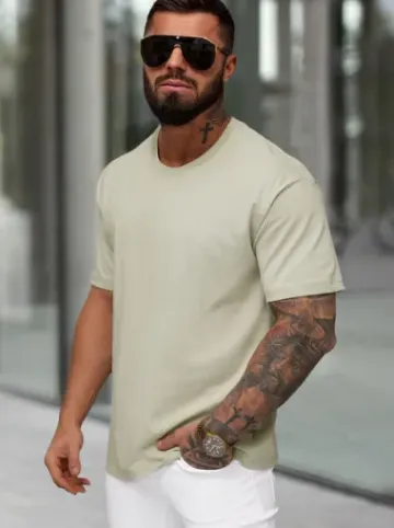 T-shirt męski loose fit beżowy JS/67T1298/2^Ozonee Fashion