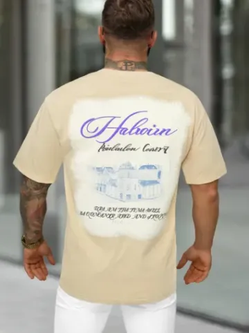 T-shirt męski loose fit beżowy O/YN2/632^Ozonee Hot