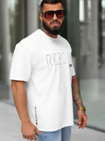 T-shirt męski loose fit biały O/QQ1185^Ozonee Best