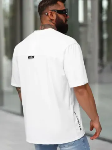 T-shirt męski loose fit biały O/QQ1185^Ozonee Best