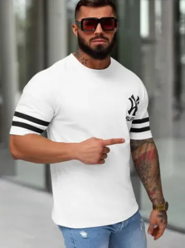 T-shirt męski loose fit biały JS/8B1372/1^Ozonee Sale