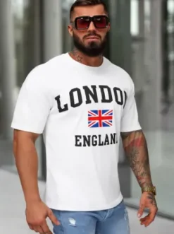 T-shirt męski loose fit biały JS/8B1373/1^Ozonee Discount