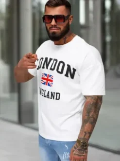 T-shirt męski loose fit biały JS/8B1373/1^Ozonee Discount