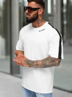 T-shirt męski loose fit biały O/QQ1195^Ozonee Clearance
