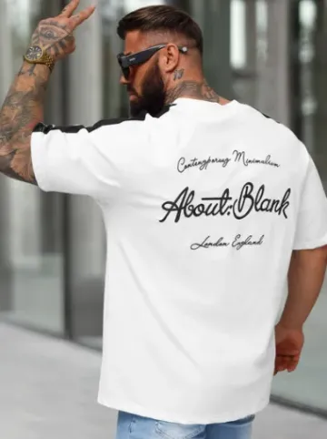 T-shirt męski loose fit biały O/QQ1195^Ozonee Clearance