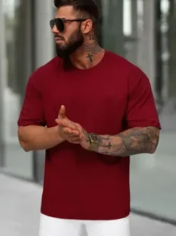 T-shirt męski loose fit bordowy JS/67T1298/21^Ozonee Sale