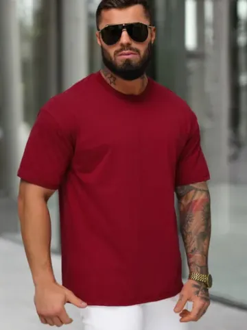 T-shirt męski loose fit bordowy JS/67T1298/21^Ozonee Sale