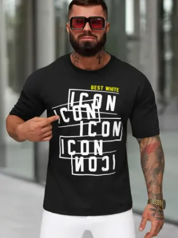 T-shirt męski loose fit czarny JS/8B1366/3^Ozonee Hot