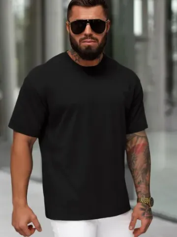 T-shirt męski loose fit czarny JS/67T1298/3^Ozonee Best