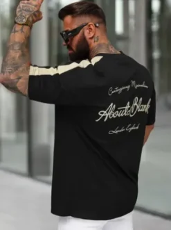 T-shirt męski loose fit czarny O/QQ1195^Ozonee Fashion