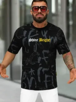 T-shirt męski loose fit czarny O/YN2/621^Ozonee Best