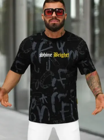 T-shirt męski loose fit czarny O/YN2/621^Ozonee Best