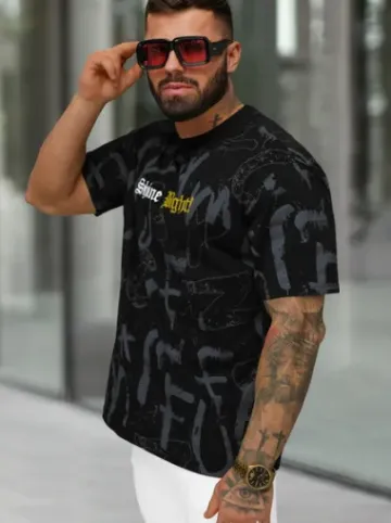 T-shirt męski loose fit czarny O/YN2/621^Ozonee Best