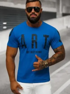 T-shirt męski niebieski O/8T1263/17^Ozonee Fashion