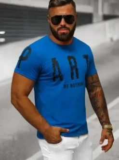T-shirt męski niebieski O/8T1263/17^Ozonee Fashion