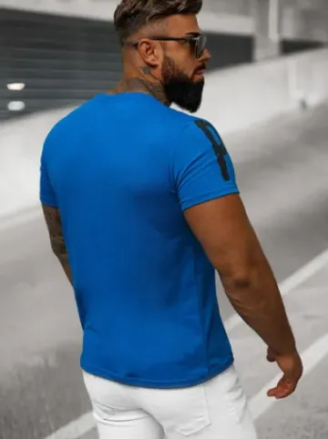 T-shirt męski niebieski O/8T1263/17^Ozonee Fashion