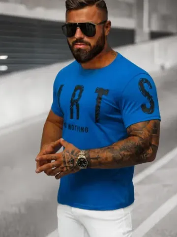 T-shirt męski niebieski O/8T1263/17^Ozonee Fashion
