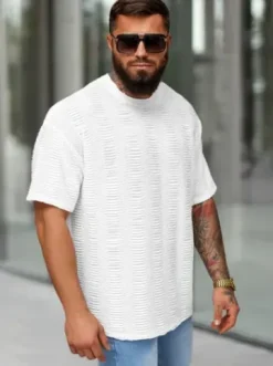 T-shirt męski oversize biały O/B1149^Ozonee Fashion