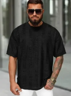 T-shirt męski oversize czarny O/B1149^Ozonee New