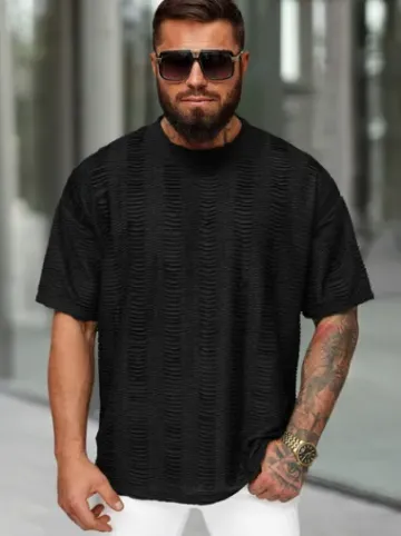 T-shirt męski oversize czarny O/B1149^Ozonee New