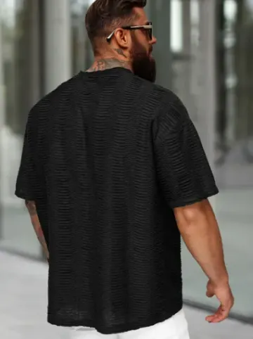 T-shirt męski oversize czarny O/B1149^Ozonee New