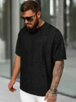 T-shirt męski oversize czarny O/B1149^Ozonee New