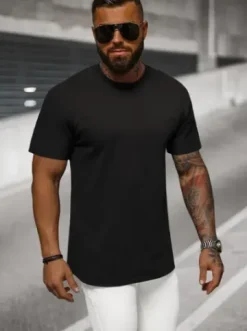 T-shirt męski oversize czarny NB/MT3098^Ozonee Discount