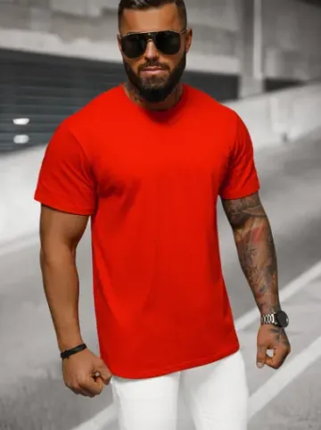 T-shirt męski oversize czerwony NB/MT3098^Ozonee Fashion