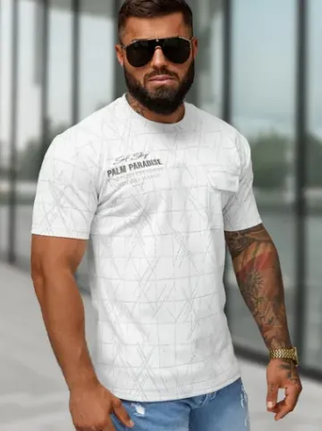 T-shirt męski regular fit biały O/QQ1530^Ozonee New