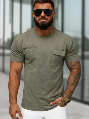 T-shirt męski regular fit ciemno-szary O/QQ1530^Ozonee Online