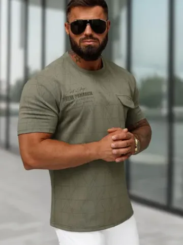 T-shirt męski regular fit ciemno-szary O/QQ1530^Ozonee Online
