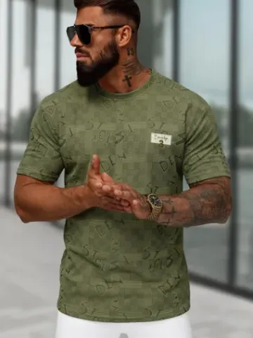 T-shirt męski regular fit khaki O/QQ1568^Ozonee Best