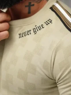 T-shirt męski slim fit beżowy O/QS11621^Ozonee Outlet