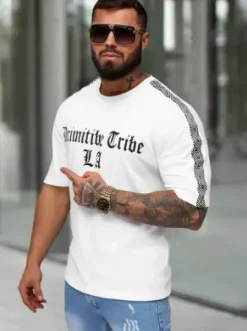 T-shirt męski slim fit biały JS/8B1380/1^Ozonee Discount