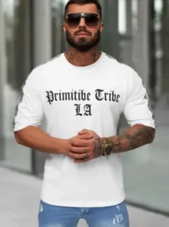 T-shirt męski slim fit biały JS/8B1380/1^Ozonee Discount