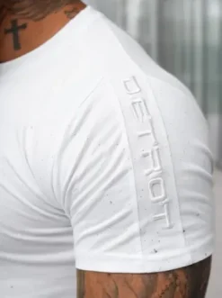 T-shirt męski slim fit biały O/QQ1388^Ozonee Clearance