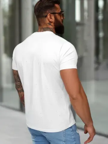 T-shirt męski slim fit biały O/QQ1386^Ozonee Online
